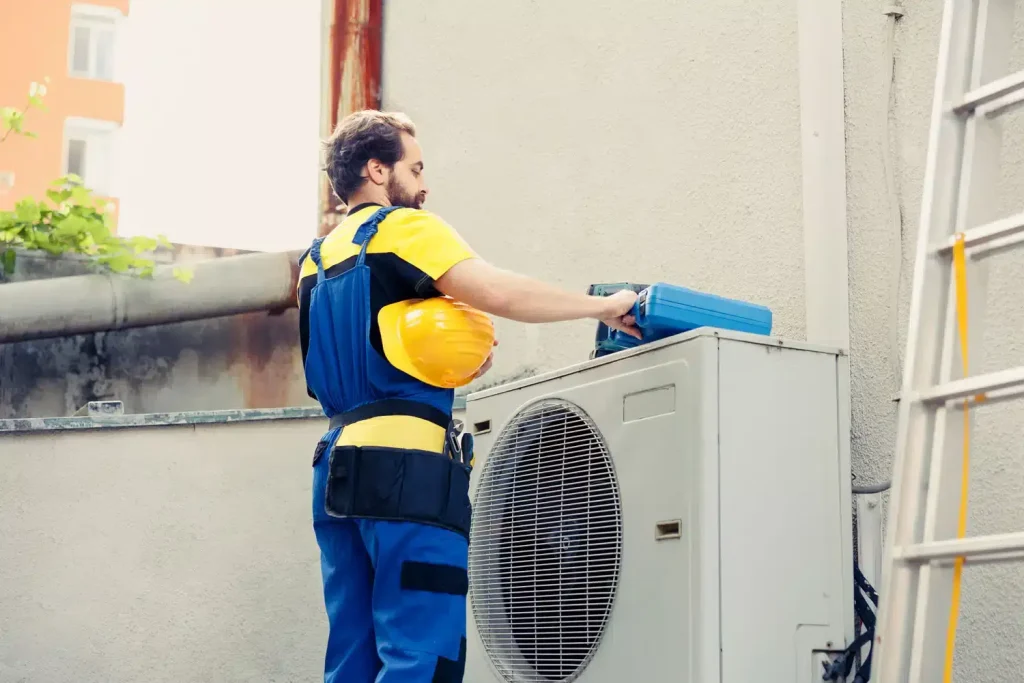 Technician-fixing-air-conditioner